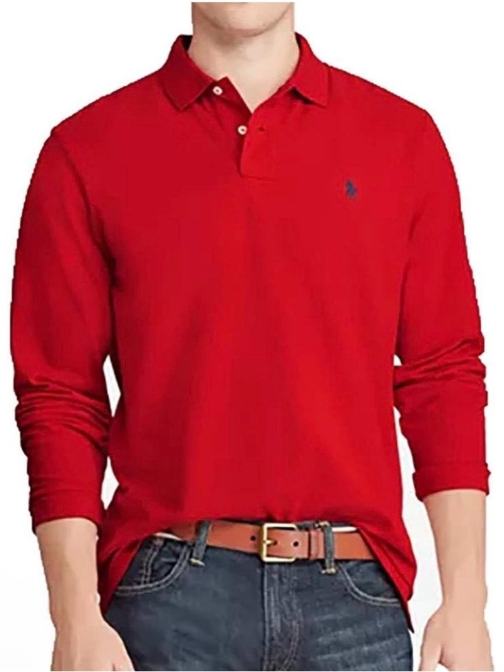 Ralph Lauren Men’s Bright Red Long Sleeve Polo